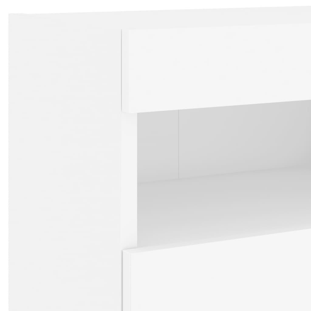 Mueble de pared de TV con luces LED 7 piezas blanco