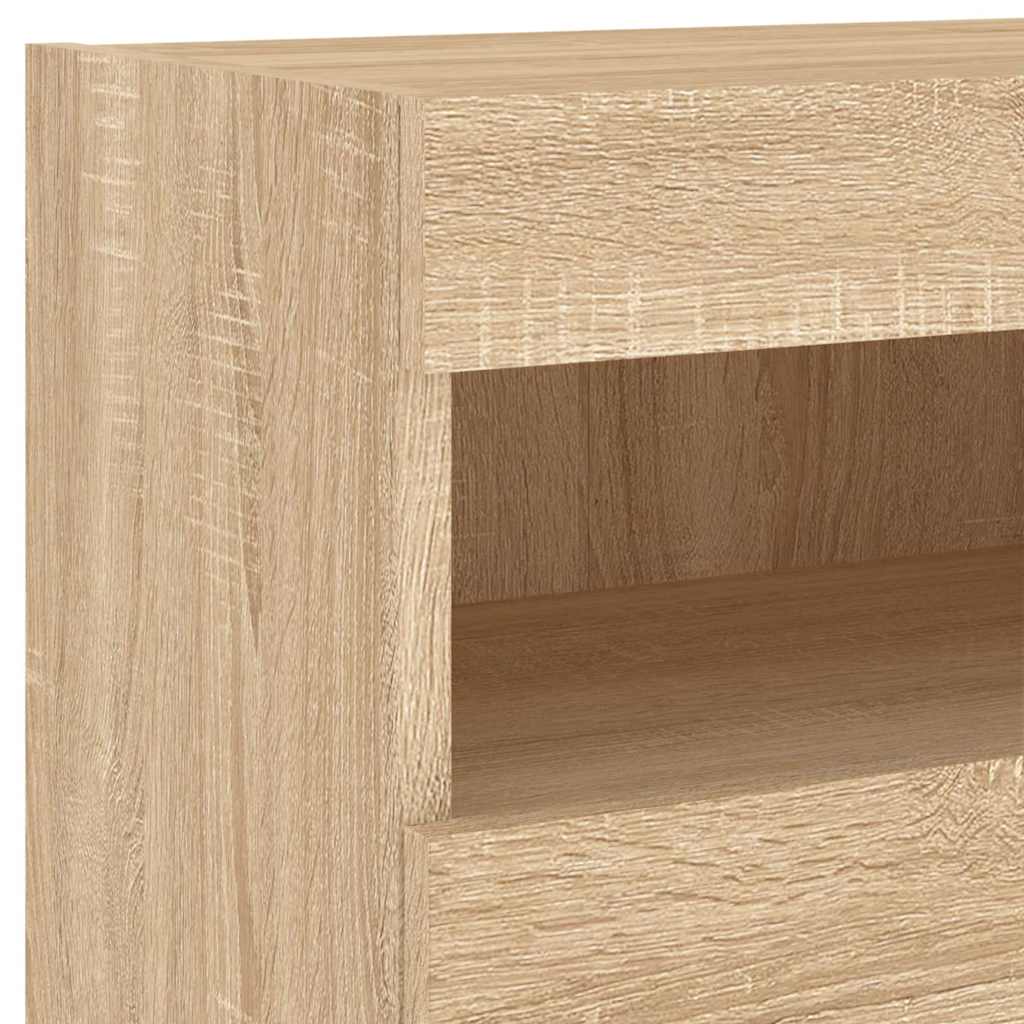 Muebles de TV de pared con luces LED 7 piezas roble sonoma