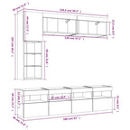 Muebles de TV de pared con luces LED 7 piezas roble sonoma