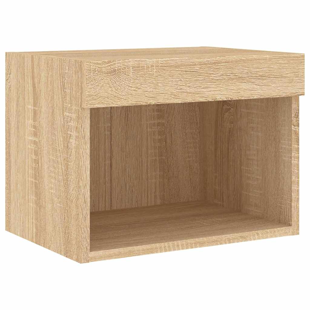 Muebles de TV de pared con luces LED 7 piezas roble sonoma