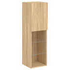 Muebles de TV de pared con luces LED 7 piezas roble sonoma