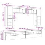 Mueble de pared de TV con luces LED 8 piezas blanco