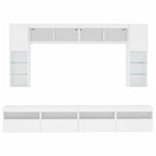 Mueble de pared de TV con luces LED 8 piezas blanco