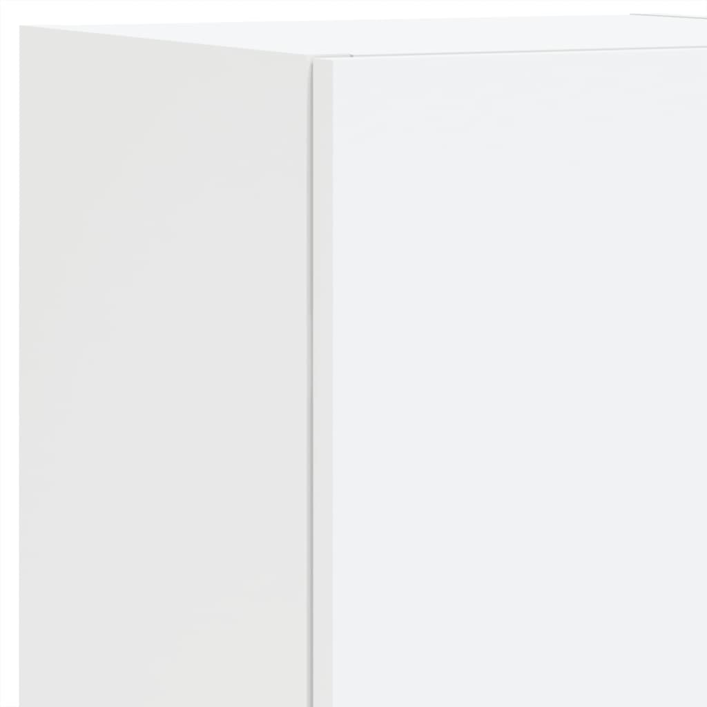Mueble de pared de TV con luces LED 8 piezas blanco