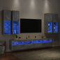 Mueble de pared de TV con luces LED 7 piezas blanco