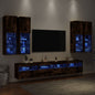 Mueble de pared de TV con luces LED 7 piezas blanco