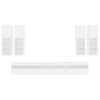 Mueble de pared de TV con luces LED 7 piezas blanco