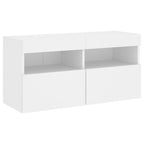 Mueble de pared de TV con luces LED 7 piezas blanco