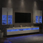 Mueble de pared de TV con luces LED 7 piezas blanco
