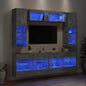 Mueble de pared de TV con luces LED 7 piezas blanco