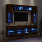 Mueble de pared de TV con luces LED 7 piezas blanco