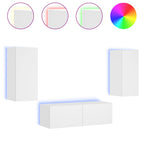 Muebles de TV de pared con luces LED 3 piezas blanco