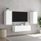 Muebles de TV de pared con luces LED 3 piezas blanco