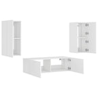 Muebles de TV de pared con luces LED 3 piezas blanco