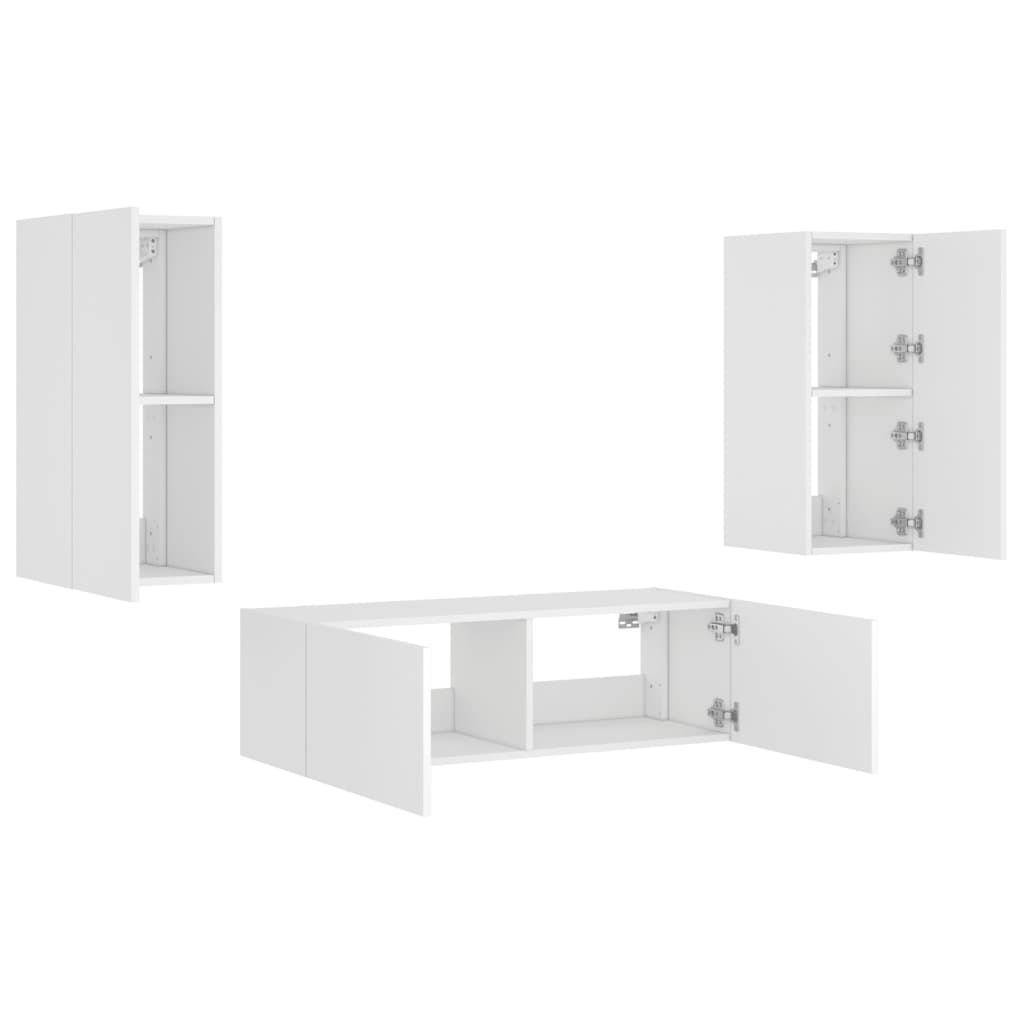 Muebles de TV de pared con luces LED 3 piezas blanco