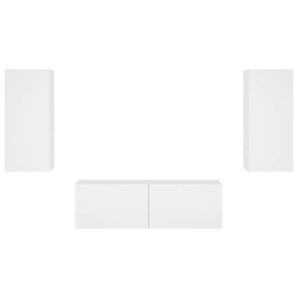 Muebles de TV de pared con luces LED 3 piezas blanco