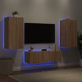 Muebles de TV de pared con luces LED 3 piezas blanco