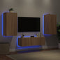 Muebles de TV de pared con luces LED 3 piezas blanco