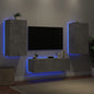 Muebles de TV de pared con luces LED 3 piezas blanco