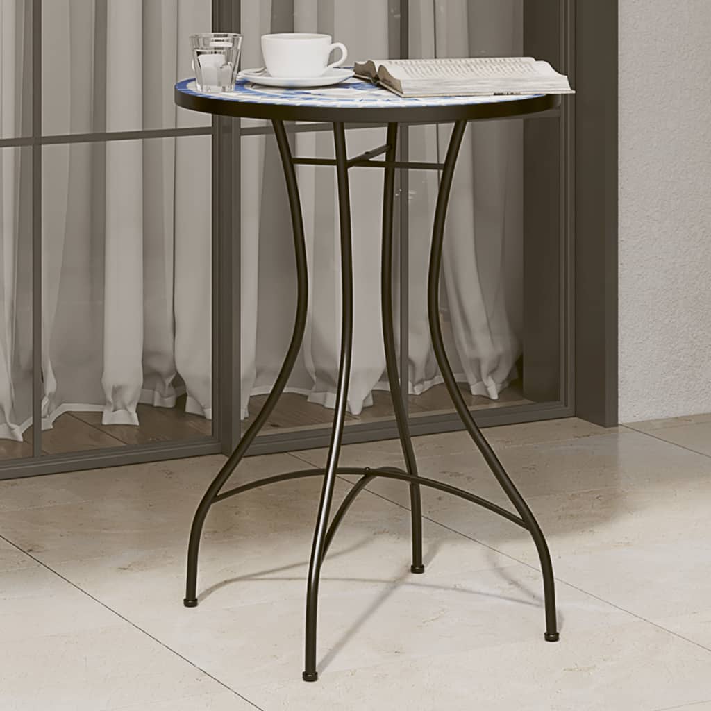 Terracotta and white ceramic mosaic bistro table Ø50x70 cm