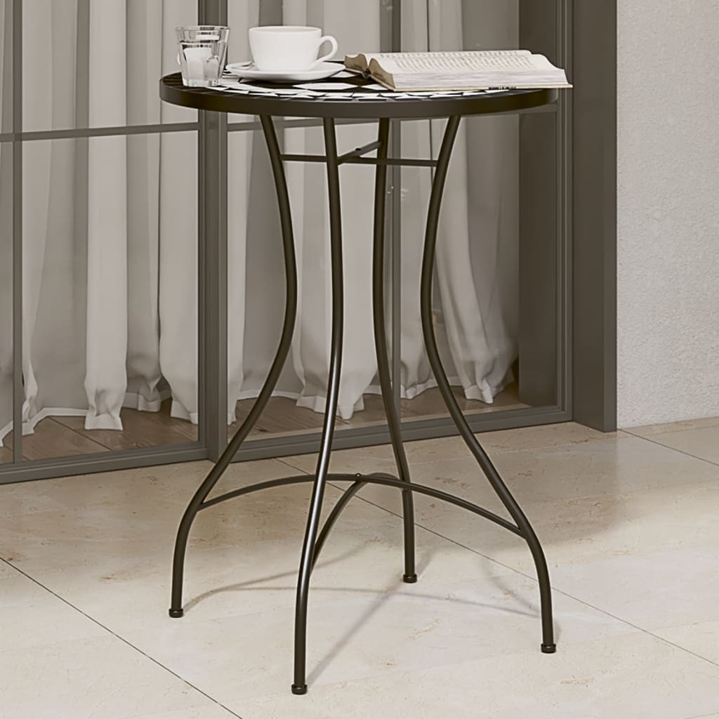 Terracotta and white ceramic mosaic bistro table Ø50x70 cm