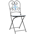 Sillas de bistró plegables 2 uds cerámica azul y blanco