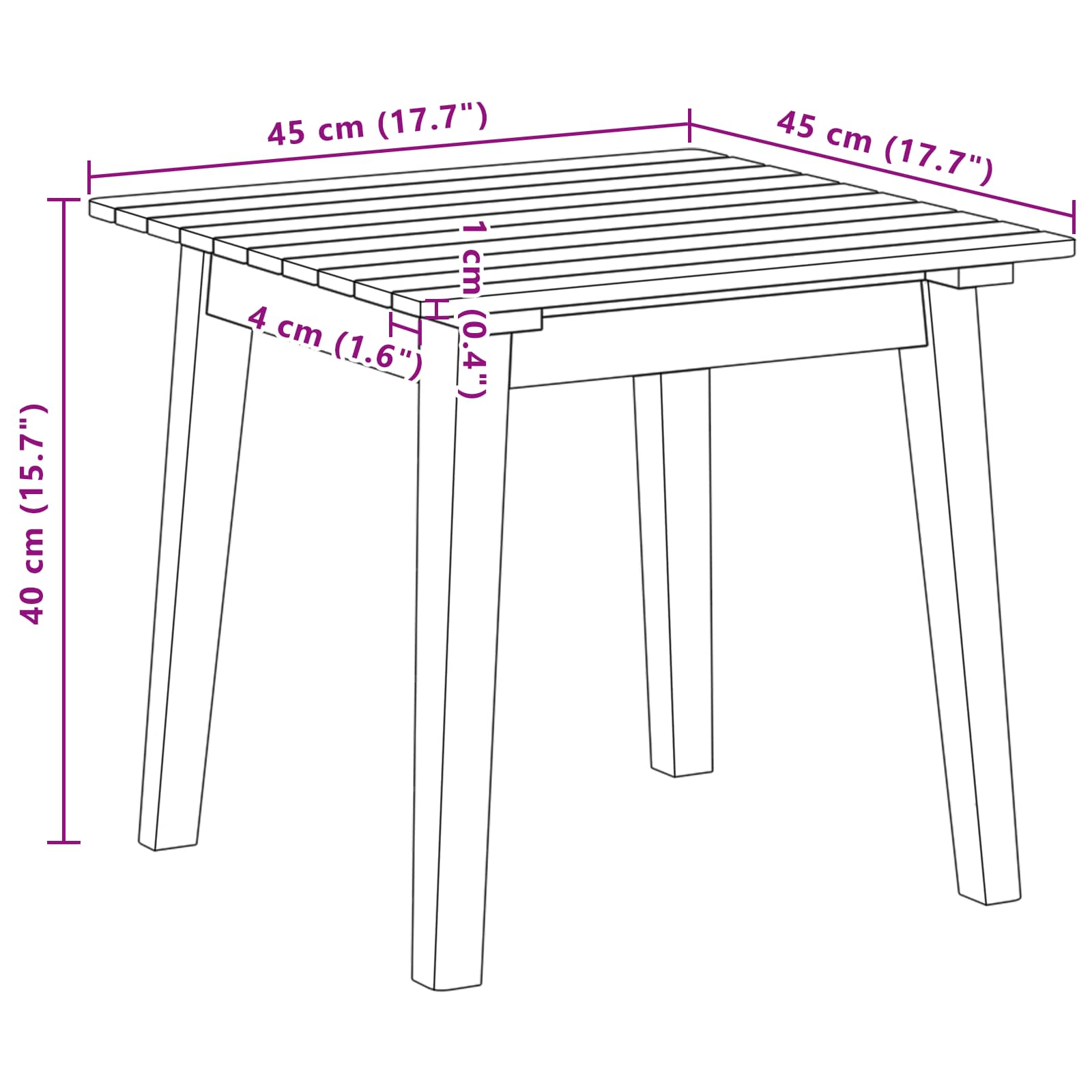 Mesa lateral Marrón Madera de Acacia Sólida