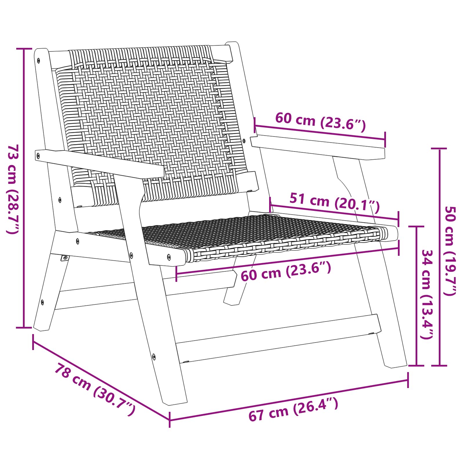Muebles de jardín 2 pcs Negro 67 x 78 x 73 cm