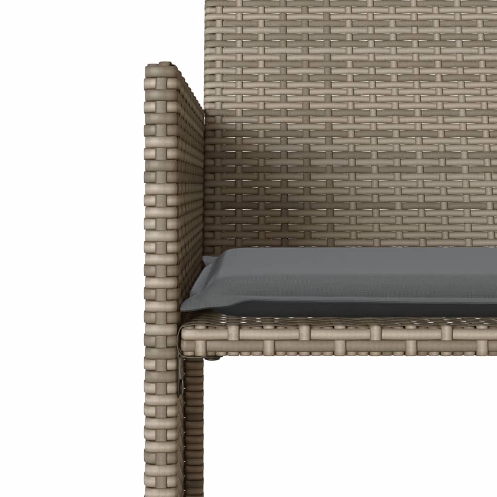 Sofá de jardín 2 plazas con mesa y taburetes ratán PE gris