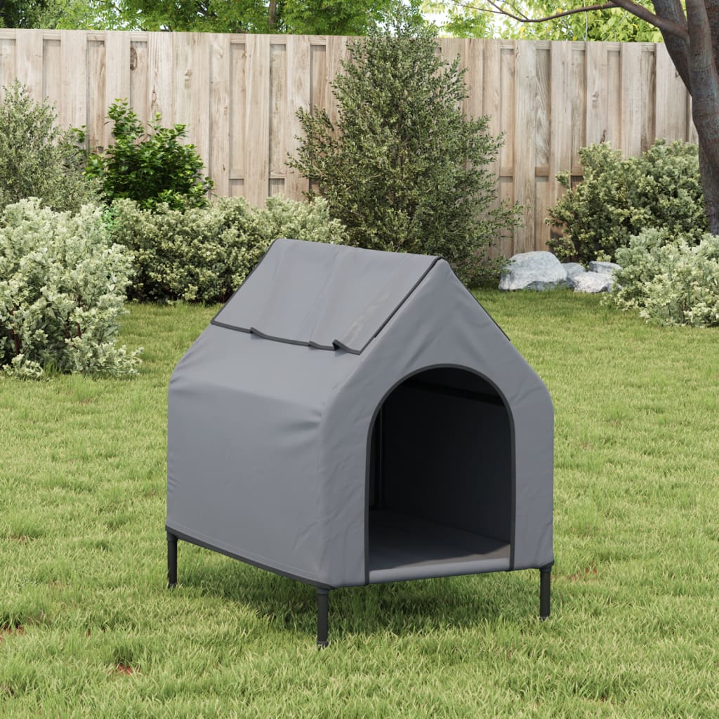 Casa para perros tela Oxford y acero gris claro