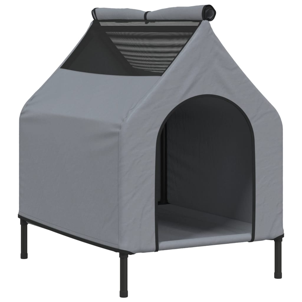 Casa para perros tela Oxford y acero gris claro
