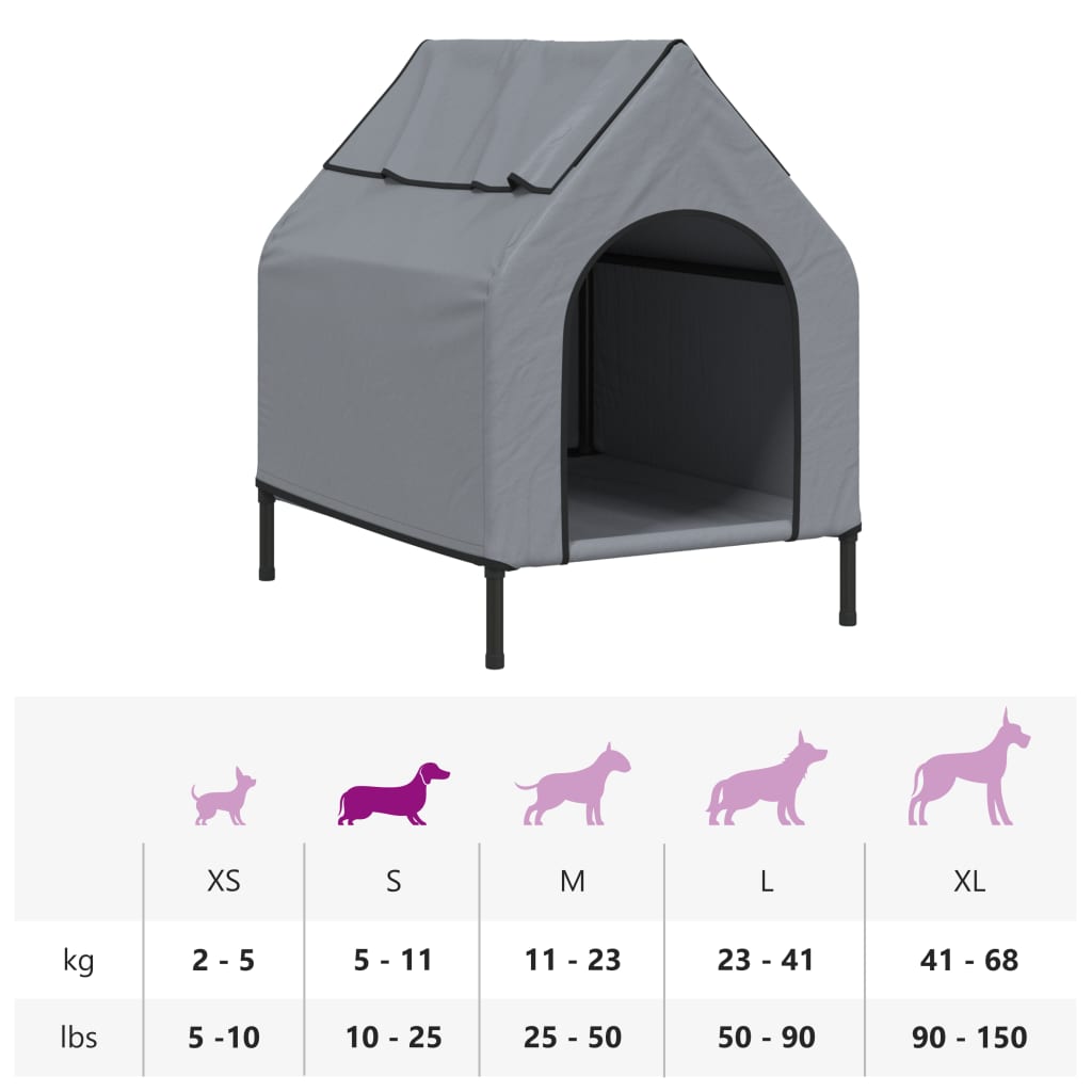 Casa para perros tela Oxford y acero gris claro