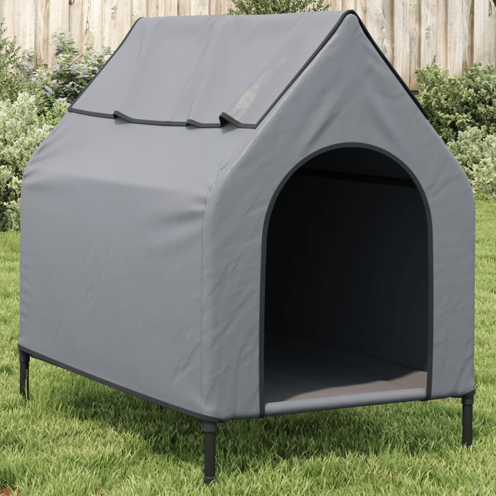 Casa para cães em tecido Oxford e aço cinzento claro