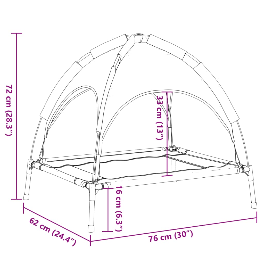 Cama para perros con dosel antracita tela oxford y acero