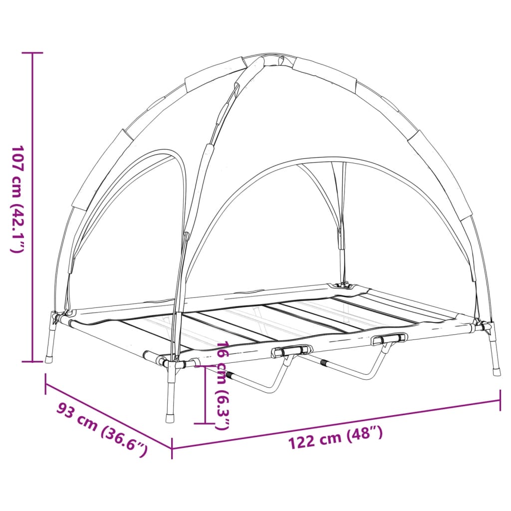 Cama para perros con dosel antracita tela oxford y acero
