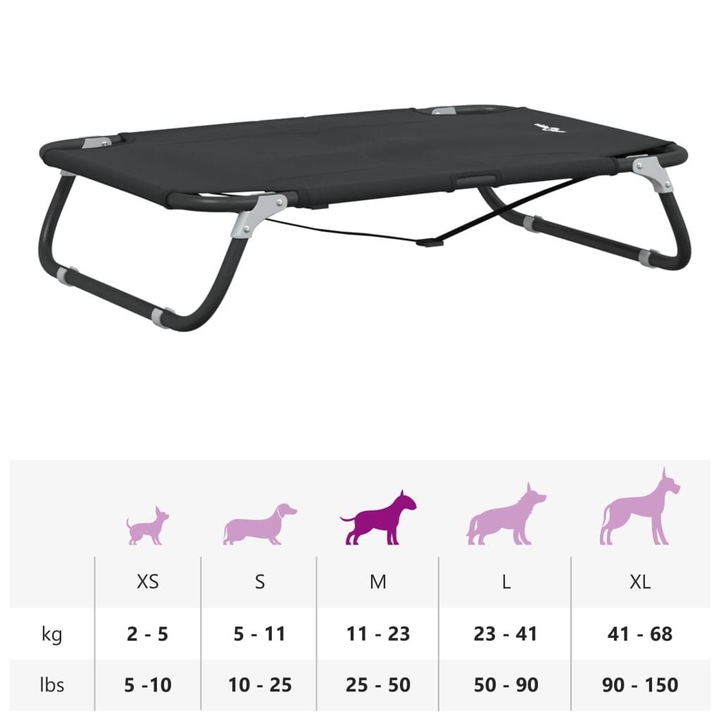 Cama para perros plegable tela oxford y acero gris antracita