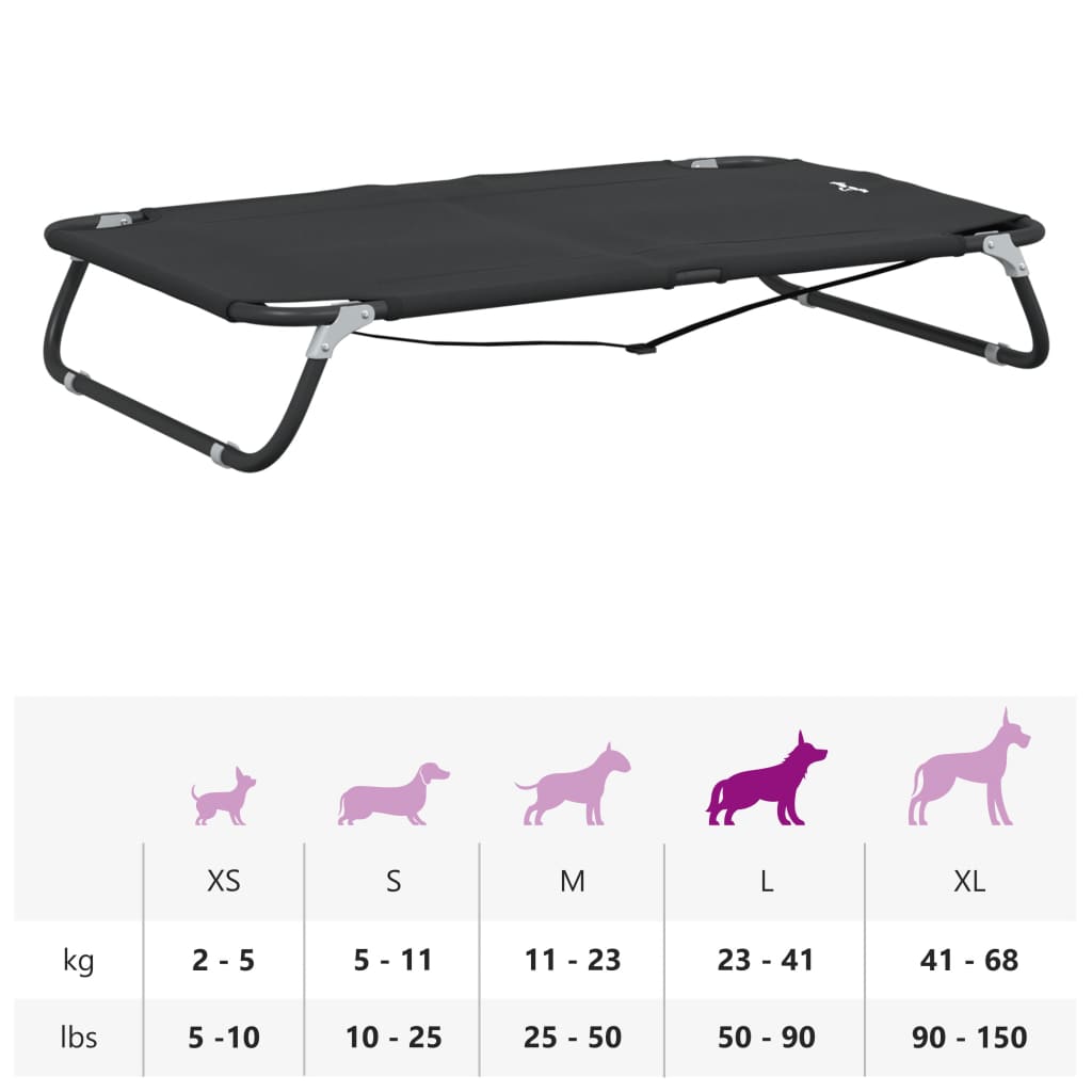 Cama para perros plegable tela oxford y acero gris antracita