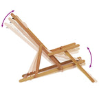 Silla de playa plegable madera maciza de eucalipto y tela beige