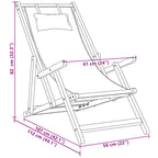 Silla de playa plegable madera maciza de eucalipto y tela beige