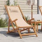 Solid eucalyptus wood and beige fabric folding beach chair