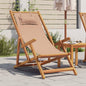 Solid eucalyptus wood and beige fabric folding beach chair