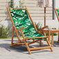 Solid eucalyptus wood and beige fabric folding beach chair