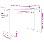 Marco de escritorio de pie acero blanco (94-135)x60x(70-114) cm