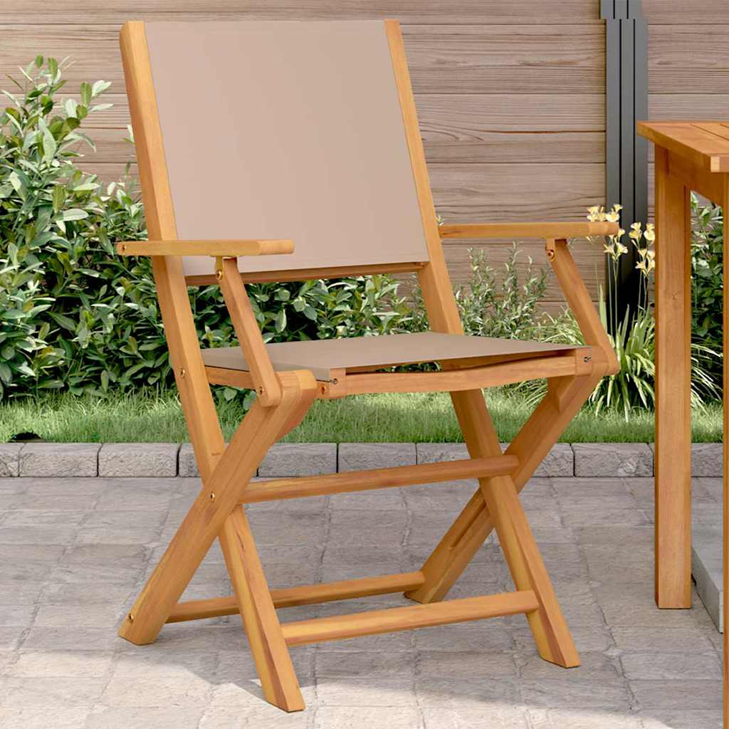 Sillas de jardín 2 uds madera maciza acacia polipropileno beige