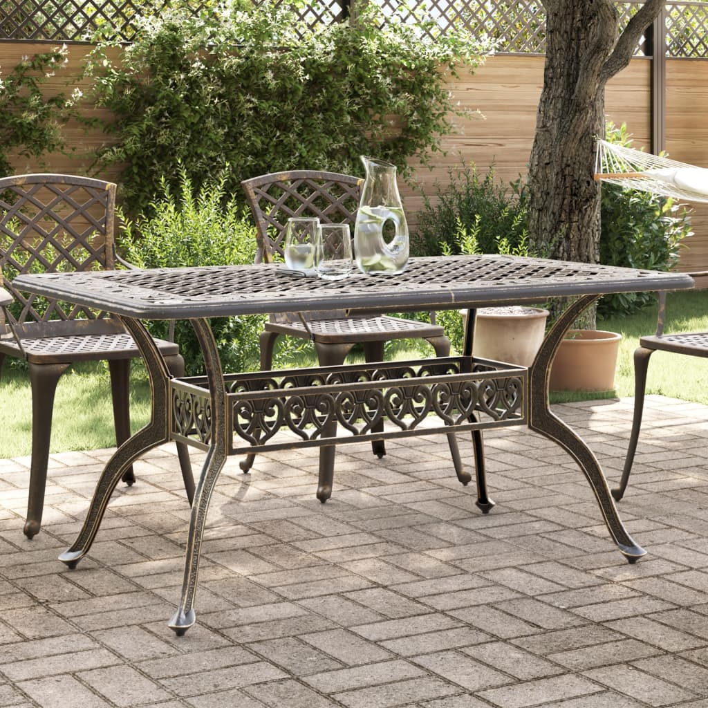 White cast aluminium garden table 150x90x72 cm