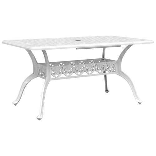 White cast aluminium garden table 150x90x72 cm