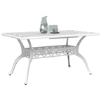 Mesa de jardín aluminio fundido blanco 150x90x72 cm