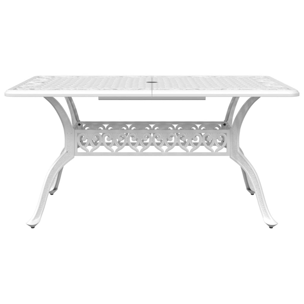 Mesa de jardín aluminio fundido blanco 150x90x72 cm