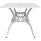 Mesa de jardín aluminio fundido blanco 150x90x72 cm