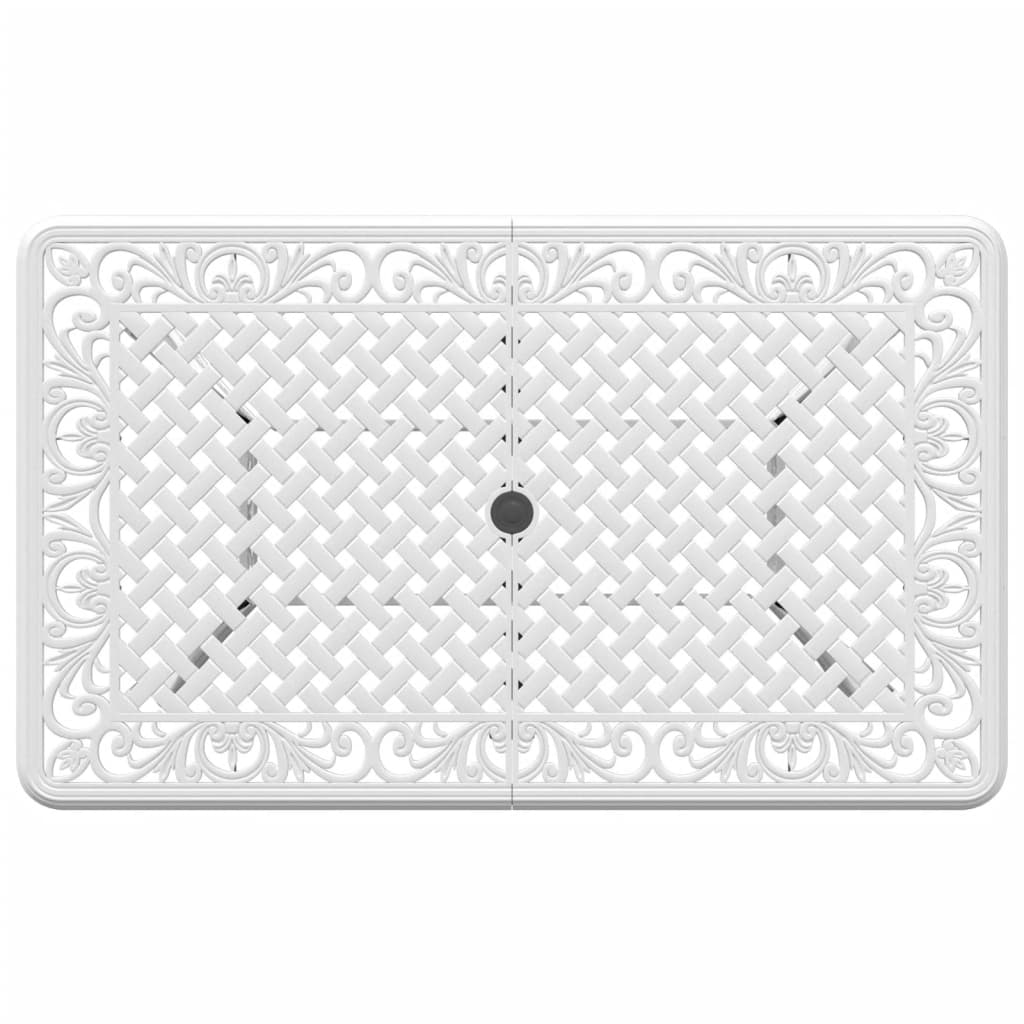 Mesa de jardín aluminio fundido blanco 150x90x72 cm